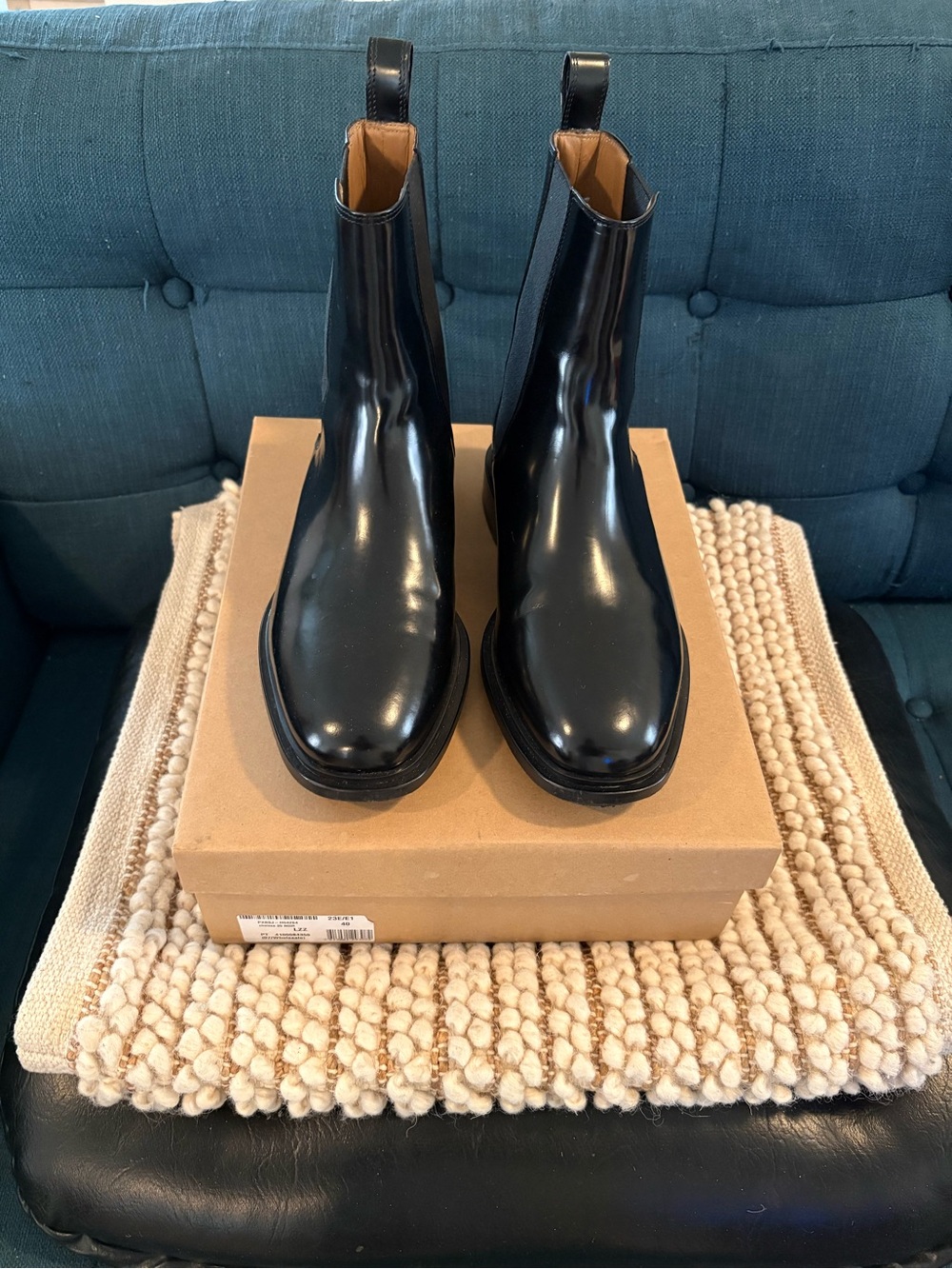 A.P.C. Glossy Black Leather “Charlie” Boots - Worn Once!